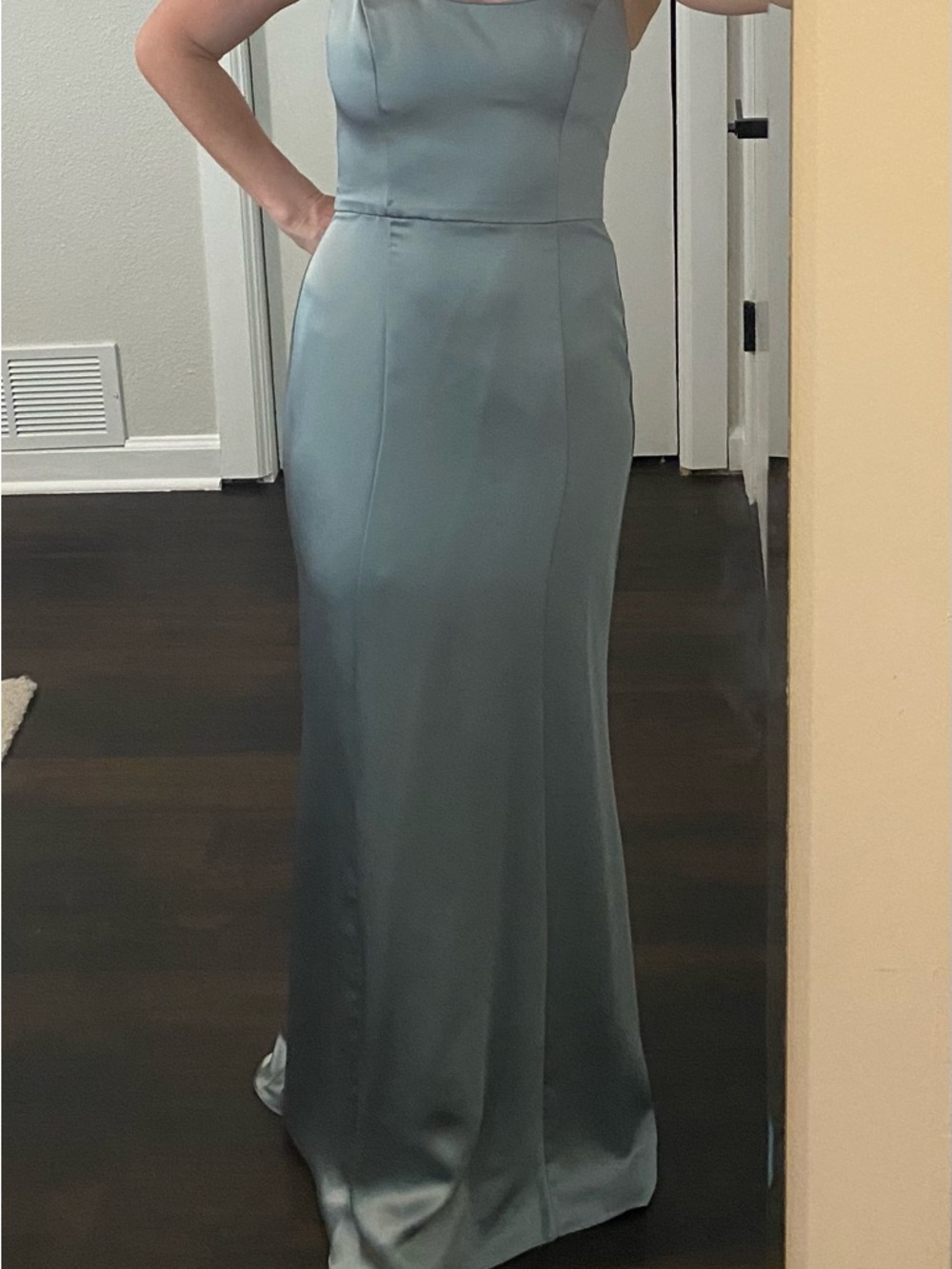 Satin Slip Gown in Jade Green - Women - Picture 2 of 7